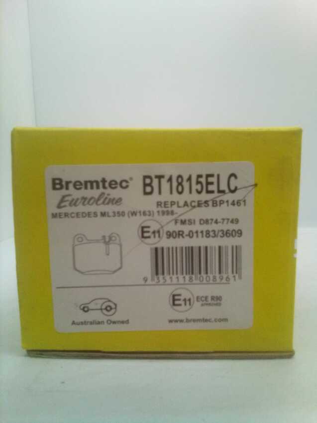 Bremtec Euroline Rear Brake Pad Set For Mercedes-Benz M-Class W163 ML 2.7L/5.4L