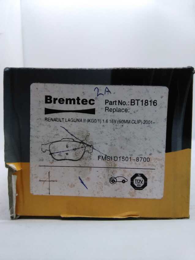 Bremtec Trade-Series Front Brake Pad Set For Renault Laguna II (KG0/1) 1.6L 