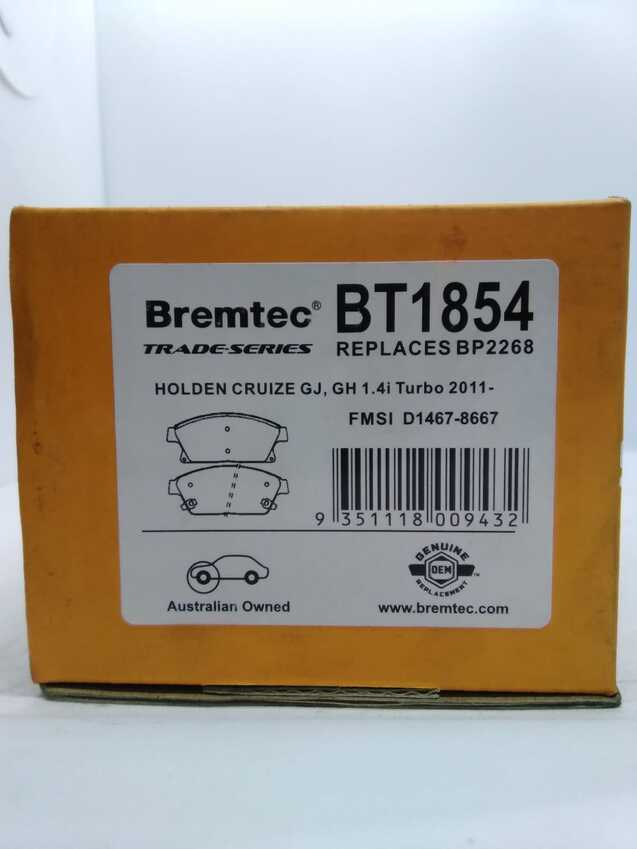 Bremtec Trade-Series Front Brake Pad Set For Holden Cruize GJ, GH 1.4L 2011-On