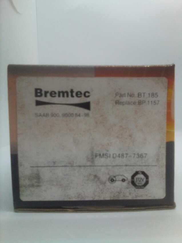 Bremtec Front Brake Pad Set For Saab 900 [AC4, AM4] 2.0L/2.1L