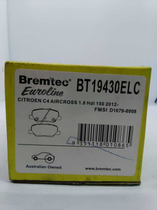 Bremtec Euroline Ceramic Rear Brake Pad For Mazda 6 /Mitsubishi ASX/Peugeot 4008