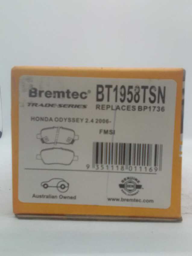 Bremtec Trade-Series Rear Brake Pad Set For Honda MDX [YD] 3.5L 2003 - 2007