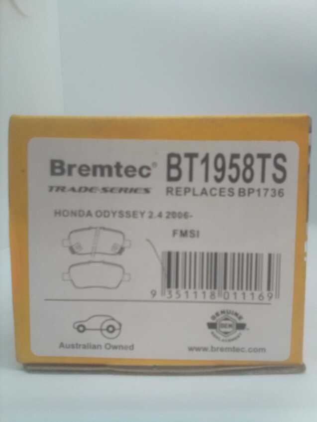 Bremtec Trade-Series Rear Brake Pad Set For Honda MDX [YD] 3.5L 2003 - 2007