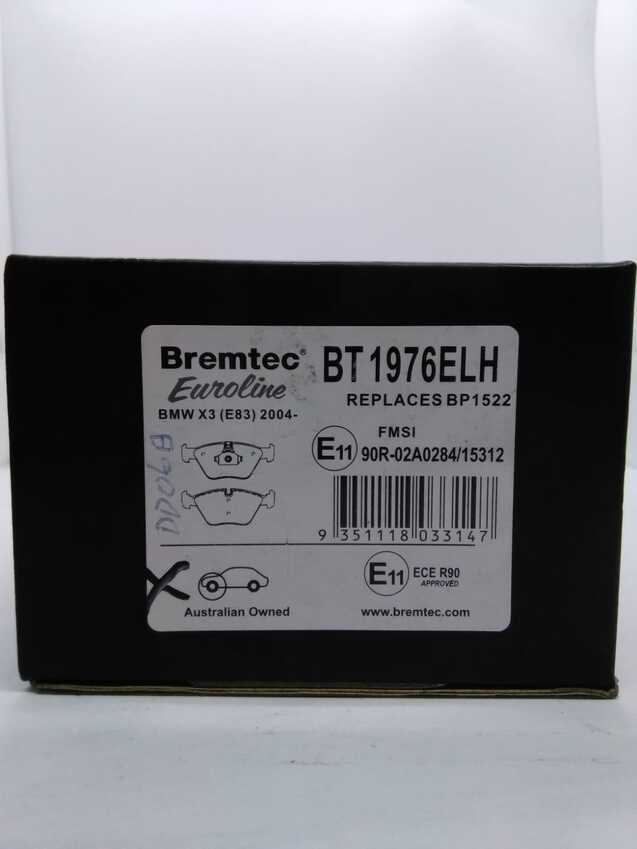 Bremtec Euroline High Grade Front Brake Pad Set For BMW X3 E83 2004-On
