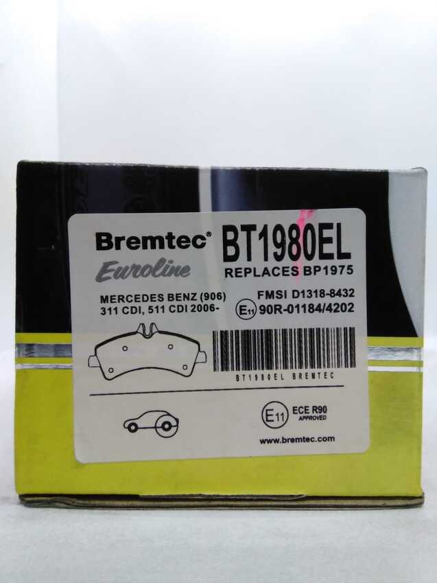 Bremtec Euroline Rear Brake Pad Set For Volkswagen Crafter 35 LWb 2F 2007-2011