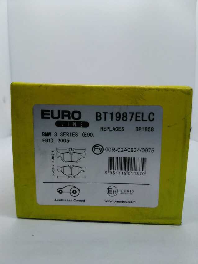 Bremtec Euroline Rear Brake Pad Set For BMW 1 Series [E87 E82 E88] 116-130 1.6L