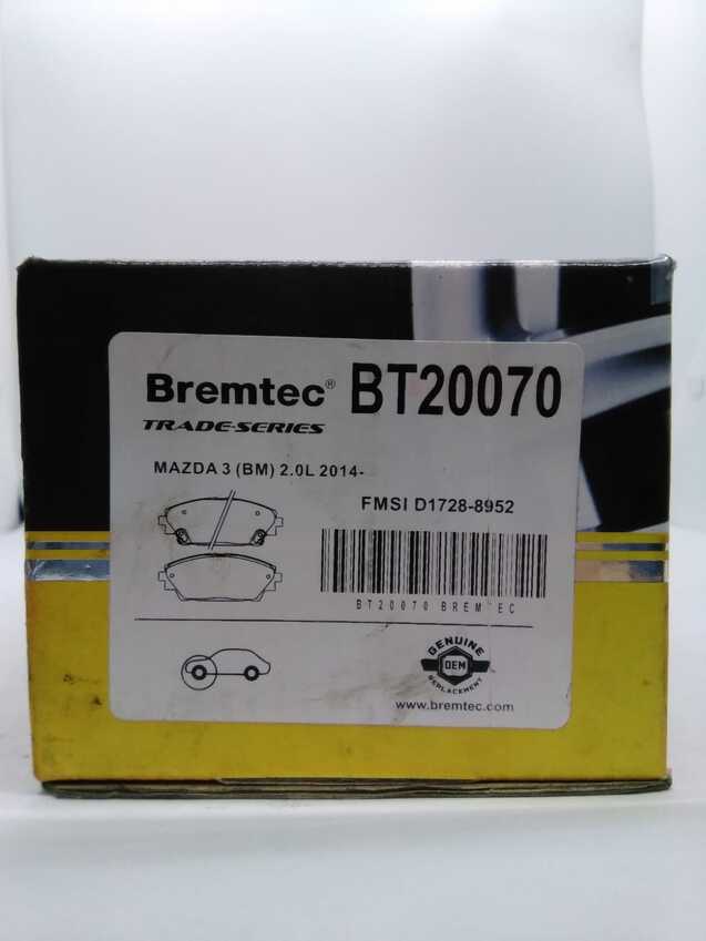 Bremtec Front Trade-Series Brake Pad Set For Mazda Mazda3 BM 2014-2016