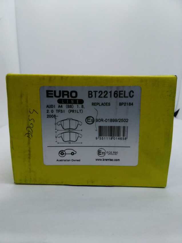 Bremtec Euroline Front Brake Pad Set For Audi A5 8T 8F 1.8L/2.0L/3.0L/3.2L TDi