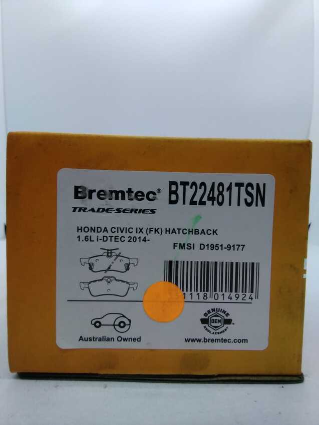 Bremtec Trade Line Disc Brake Pads - BT22481TSN