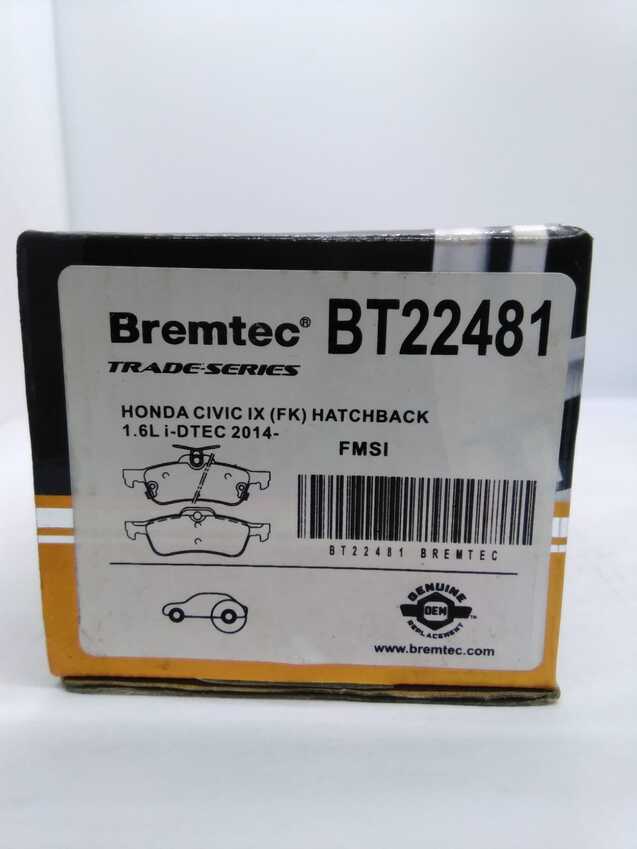 Bremtec Trade-Series Rear Brake Pad Set For Honda Civic IX FK Hatchback 1.6L