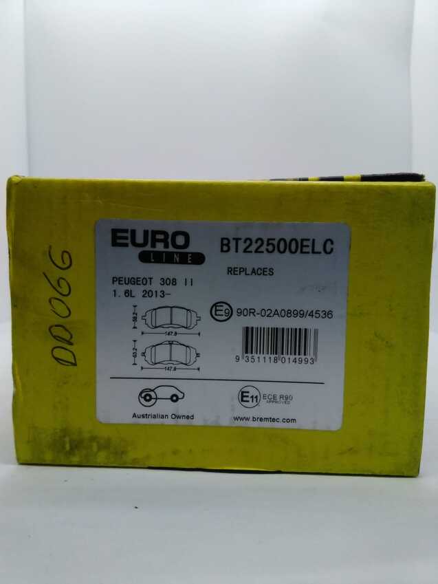Bremtec Euroline Ceramic Front Brake Pad Set For Peugeot 308 II 1.6L 2013-On
