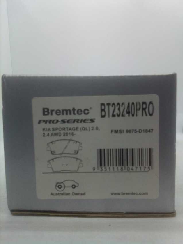 Bremtec Pro-Series Front Brake Pad For Hyundai Kona 1.6l,i45 2.0L AWD SUV