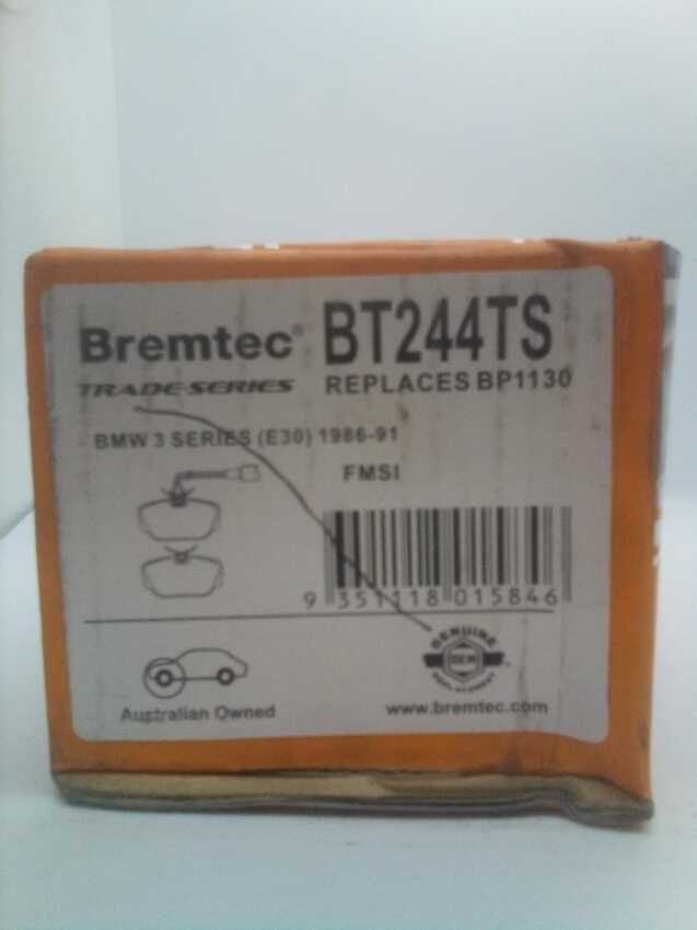 Bremtec Trade Series Front Brake Pad Set For BMW Z1 E30 2.5L 1988 - 1991