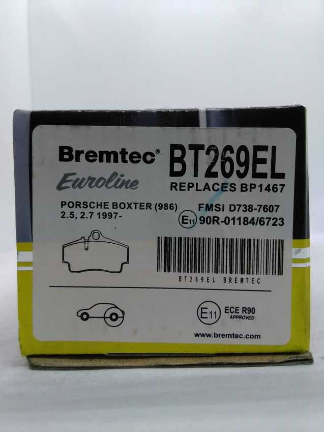 Bremtec Euroline Rear Brake Pad Set For Porsche Cayman [987] S 2.7L/3.4L