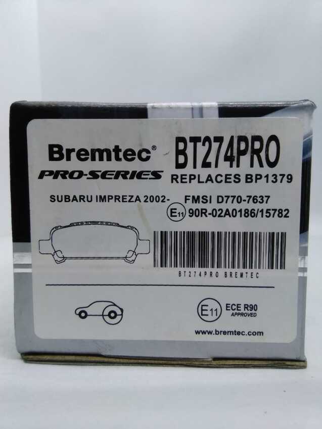 Bremtec Pro-Series Rear Brake Pad Set For Subaru Impreza 2002-On
