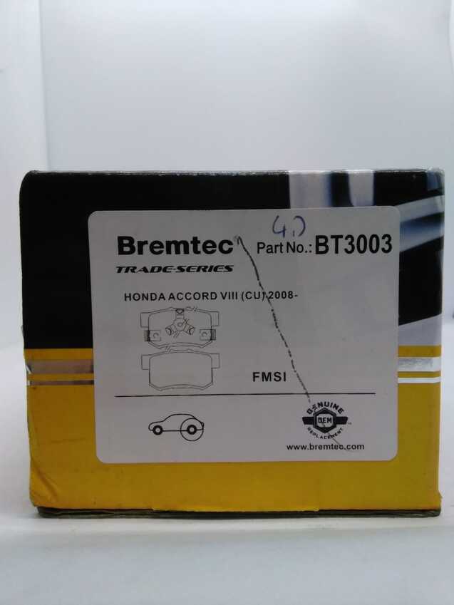 Bremtec Trade-Series Rear Brake Pad Set For Honda Accord VIII CU 2008-