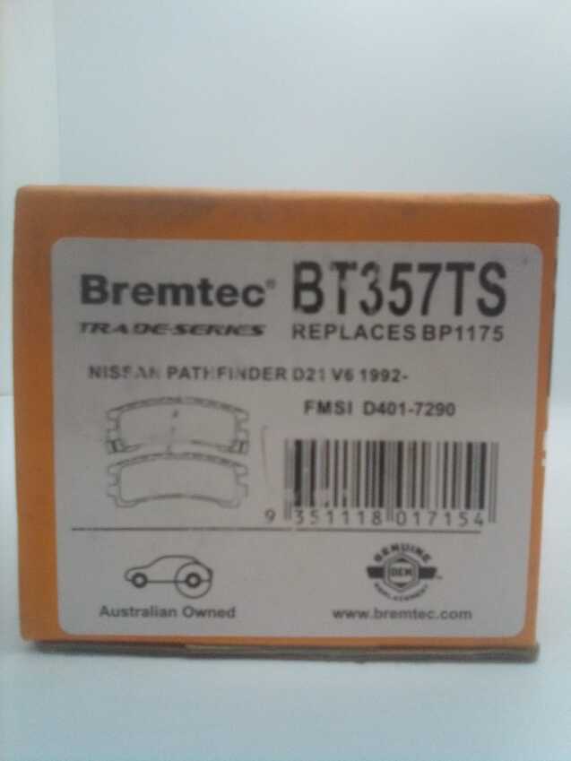 Bremtec Rear Brake Pad Set For Nissan Terrano R20 2.4L/2.7L TDi 1993 - 2002