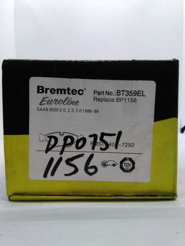 Bremtec Euroline Front Brake Pad Set For Saab 9000 2.0L/2.3L/3.0L V6 CS CDE CSE