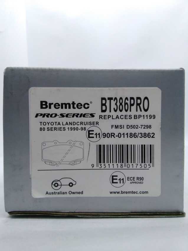 Bremtec Pro-Series Front Brake Pad Set For Toyota Landcruiser 80 Series 1990-98 