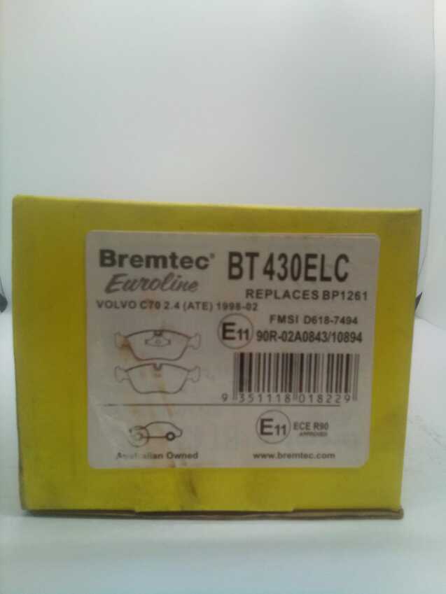 Bremtec Euroline Front Brake Pad Set For Volvo V70 LV 2.0L/2.3L/2.4L T