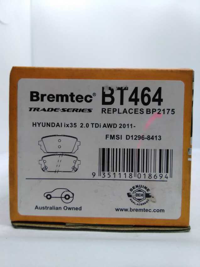 Bremtec Trade-Series Rear Brake Pad Set For Hyundai IX35 2.0L TDi Awd 2011-