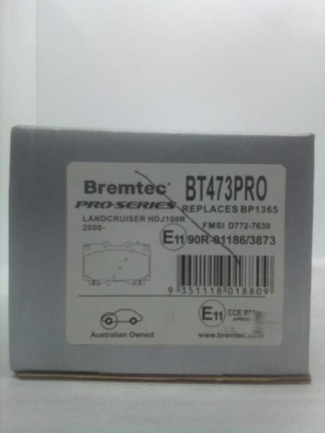 Bremtec Pro-Series Front Brake Pad Set For Landcruiser Hdj100R 2000- 