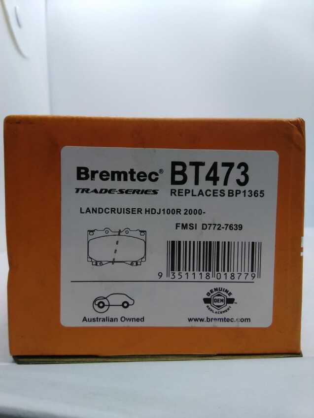 Bremtec Trade-Series Front Brake Pad Set For Landcruiser HDJ100R 2000-On
