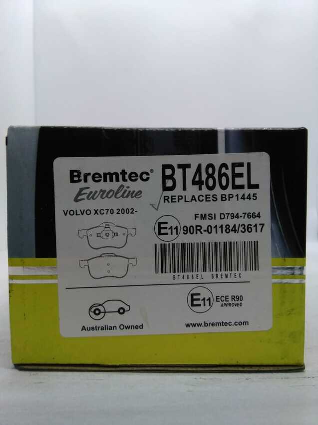 Bremtec Euroline Front Brake Pad Set For Volvo S60 2000-2009