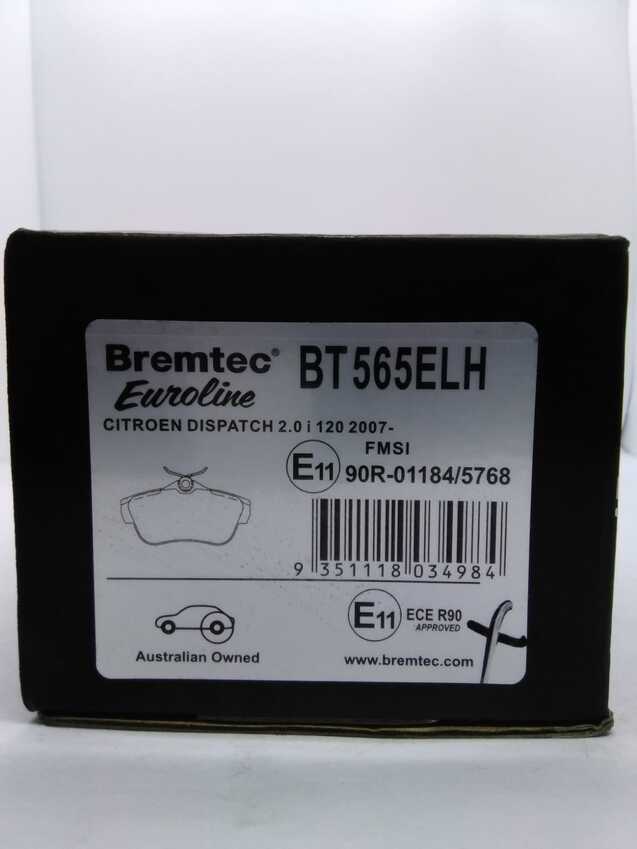 Bremtec Euroline High Grade Rear Brake Pad Set For Citroen Dispatch 2.0L I 120