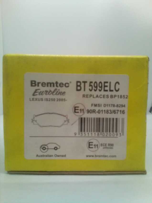 Bremtec Euroline Front Brake Pad Set For Lexus IS [GSE2 ALE2 USE2] 250-350