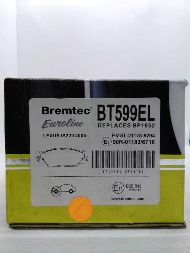 Bremtec Euroline Front Brake Pad Set For Lexus IS [GSE2 ALE2 USE2] 250-350