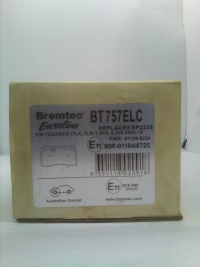 Bremtec Euroline Front Brake Pad Set For VW Touareg [7LA, 7L6, 7L7 7P5] V6 V8 