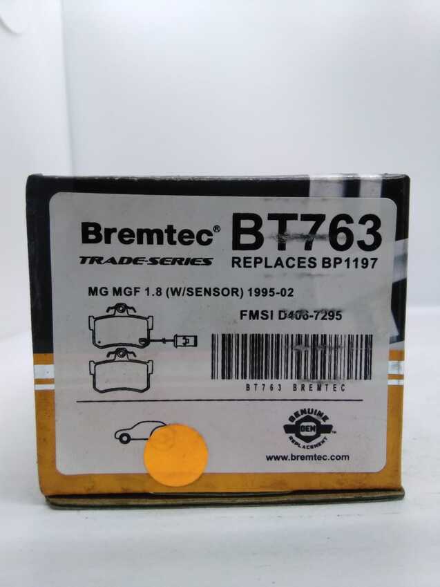 Bremtec Trade-Series Rear Brake Pad Set For MG MGF 1.8 W/Sensor 1995-02