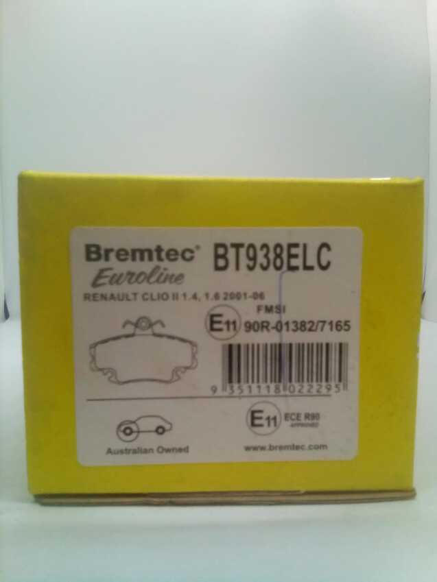 Bremtec Euroline Ceramic Front Brake Pad For Renault 11,19,20,Clio,Fuego,Megane