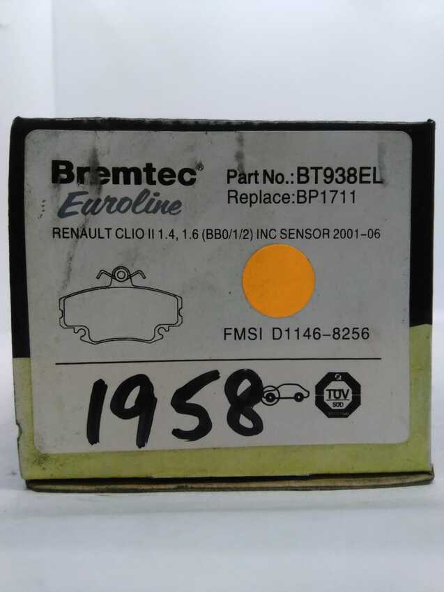 Bremtec Euroline Front Brake Pad Set For Renault Clio BB13 1998-2008
