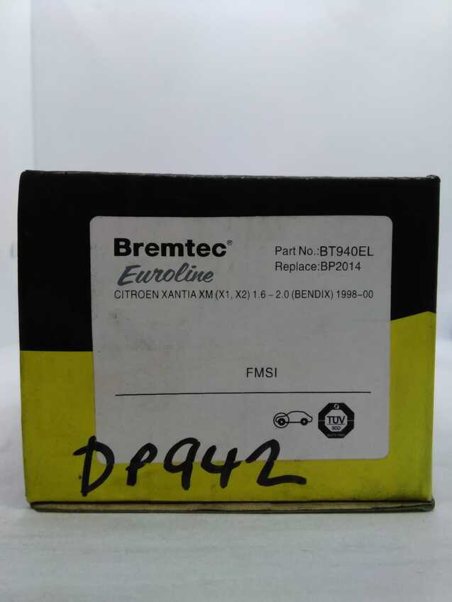 Bremtec Euroline Front Brake Pad Set For Citroen Xantia X1 1.6L/1.8L/1.9L/2.0L