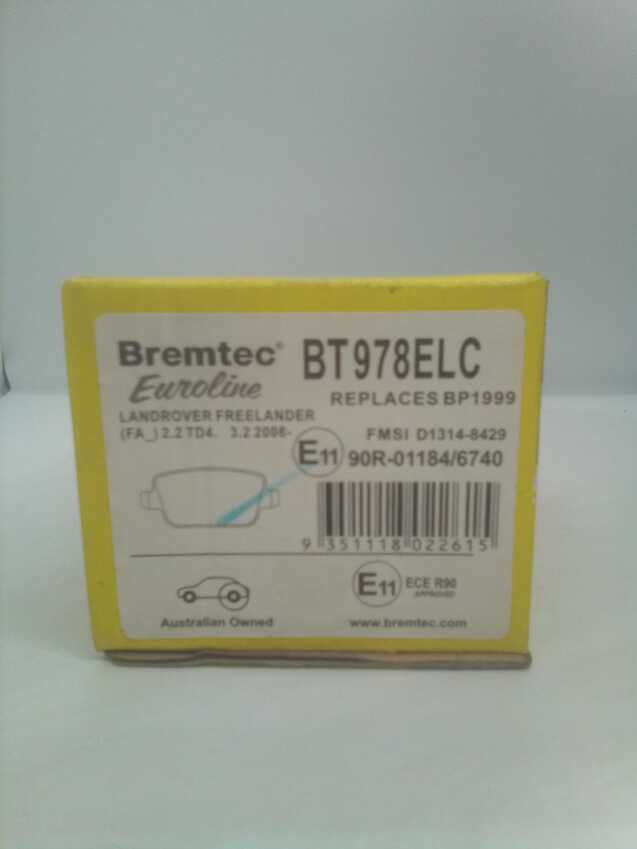 Bremtec Euroline Rear Brake Pad Set For Proton Exora 1.6L 2009-On