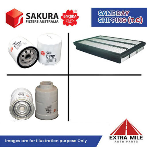 SAKURA Filter Kit For TOYOTA LANDCRUISER KOJ120R 1KD-TE cyl4 3.0L Diesel 2006-09
