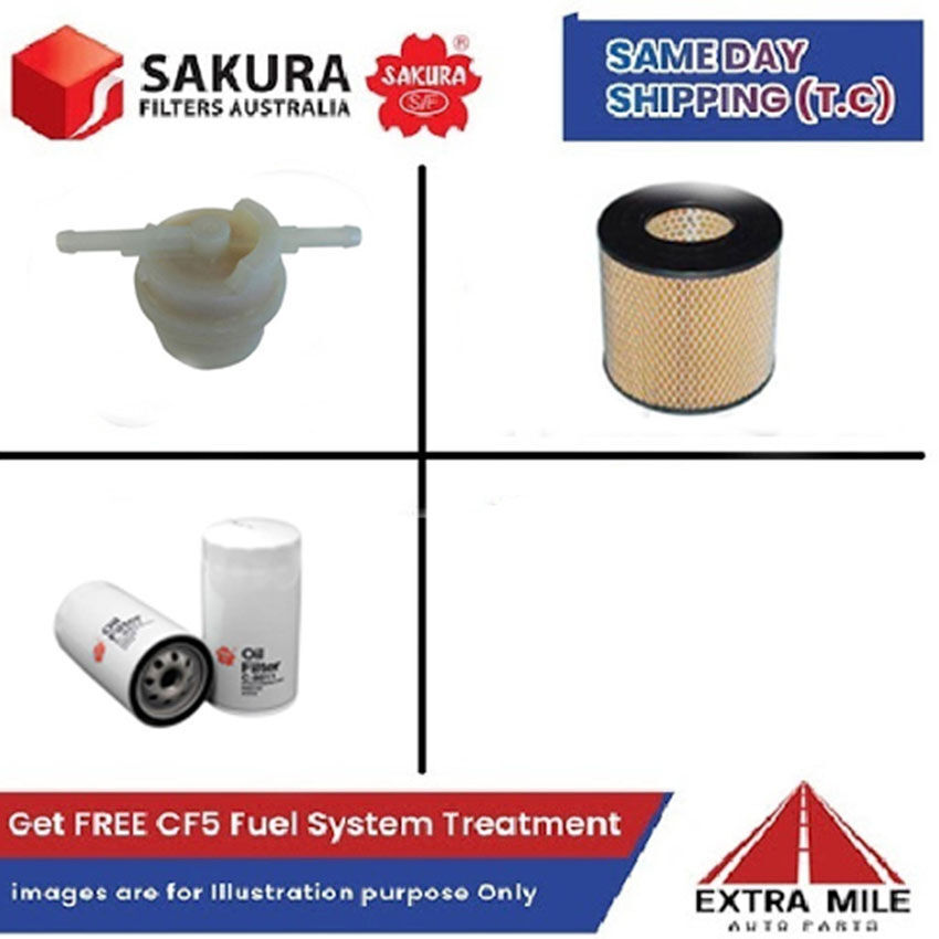 SAKURA Filter Kit For TOYOTA HILUX RN106 SRS 22RC cyl4 2.4L Petrol 1992-1997