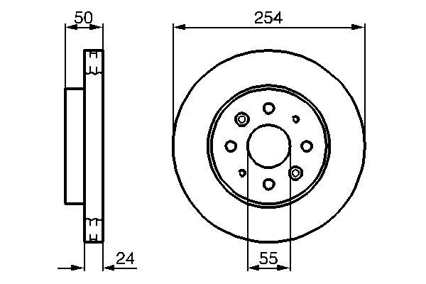 PBR/Bosch Pair Disc Brake Rotor Front For Kia Rio I,II DC 1.5L, JB 1.6L