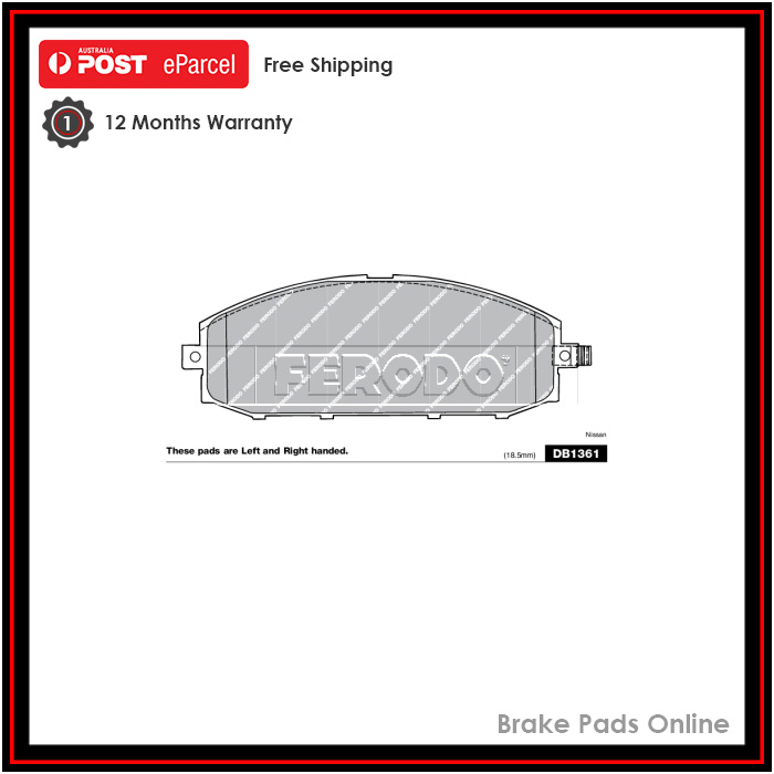 Ferodo Ceramic Front Brake Pad Set For Nissan Patrol GU, GR, Y61 2.8 TDiC 96KW