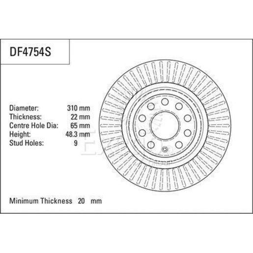 TRW Disc Brake Rotor Pair 310mm Rear For Volkswagen Tiguan AD1, AX1 2.0L/1.4L