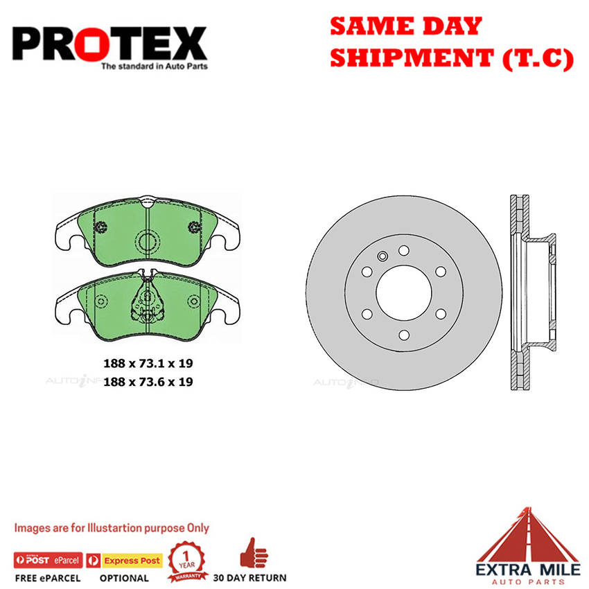 Protex Front Disc Brake Rotors & Blue Pads For Volkswagen Crafter 35 XL 2E 2.5L