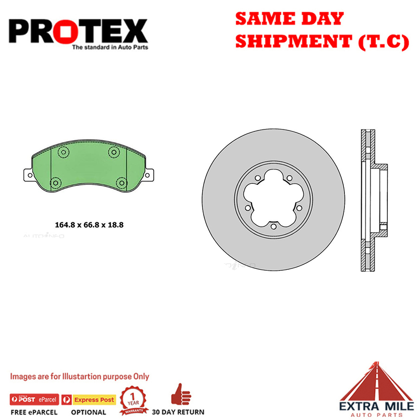 Rotors & Ceramic Brake Pad Set Front For Ford Transit VM 350L DRW 460E 2009-on