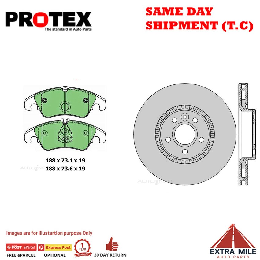 Protex Front Brake Rotors&Blue Pads for Volvo V60 9 10 on 316mm Rotor