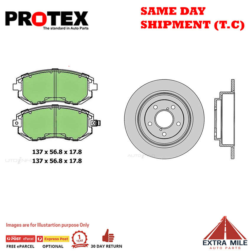 Rotors & Ceramic Brake Pad Set Front For Subaru Forester SG 2002-2008