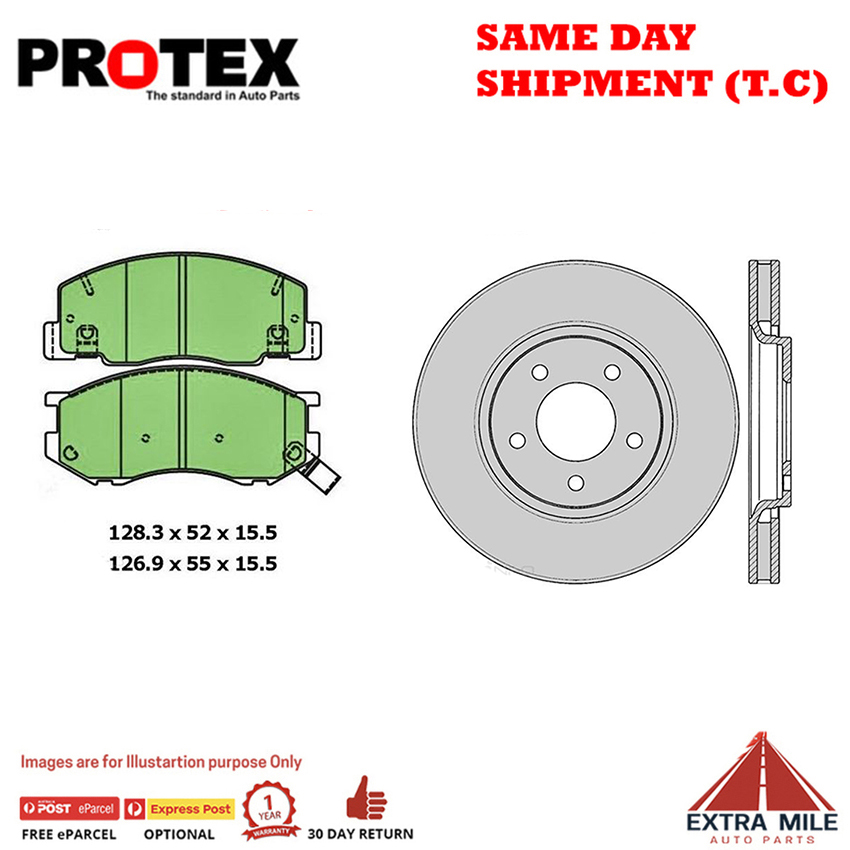 Protex Rotors & Brake Pad Front set For Toyota Spacia SR40 Townace KR42