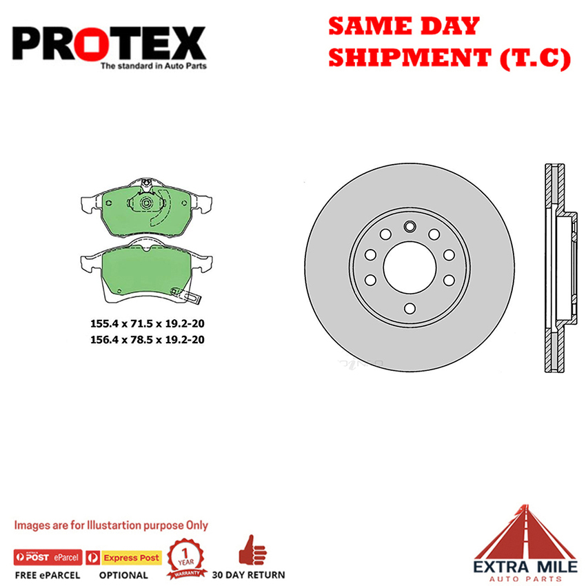 Protex Rotors & Brake Pad Front set For HOLDEN Astra TS ABS 98-06