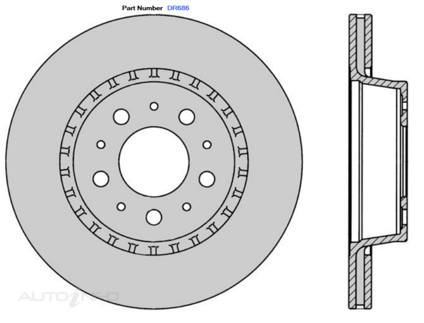 2X Front Brake Disc Rotor For Volvo 740 2.3L, 760 2.8L V6  - DR686