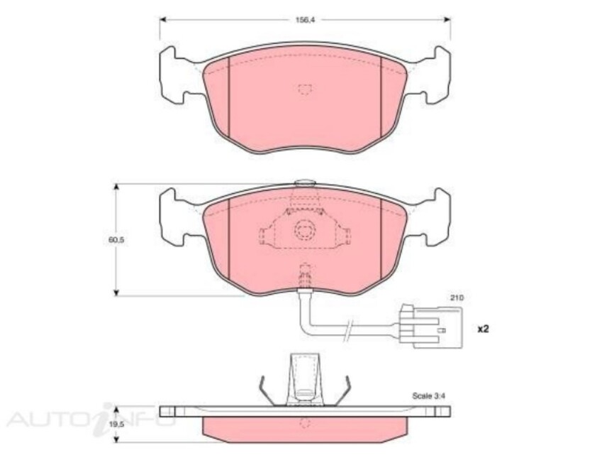 TRW Brake Pad Set Front For Ford Mondeo ST24 HC, HD, HE 2.5L V6 ZT25 4D Sedan